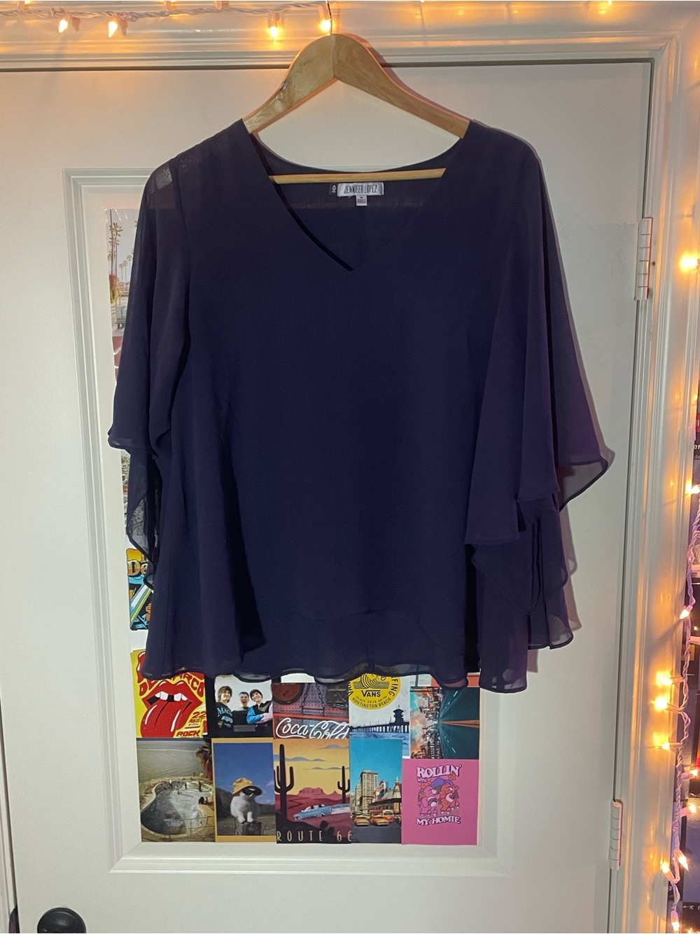 Women's Navy Layered Chiffon Blouse